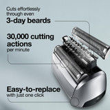 Braun Electric Shaver Head Replacement Part 83m Silver, Compatible with Series 8 Electric Razors for Men